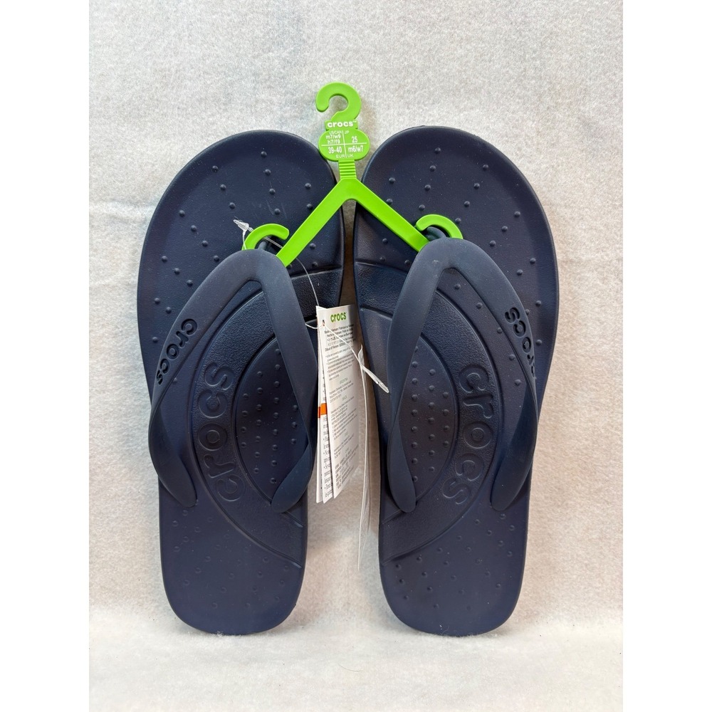 Crocs Flip Navy Blue Marine Unisex Thong Sandals 210089-410 Mens 7 Womens 9 NEW